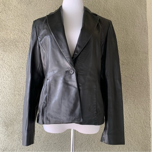 “SienaStudio” Black Soft Leather Blazer Jacket size 12 - Picture 14 of 16